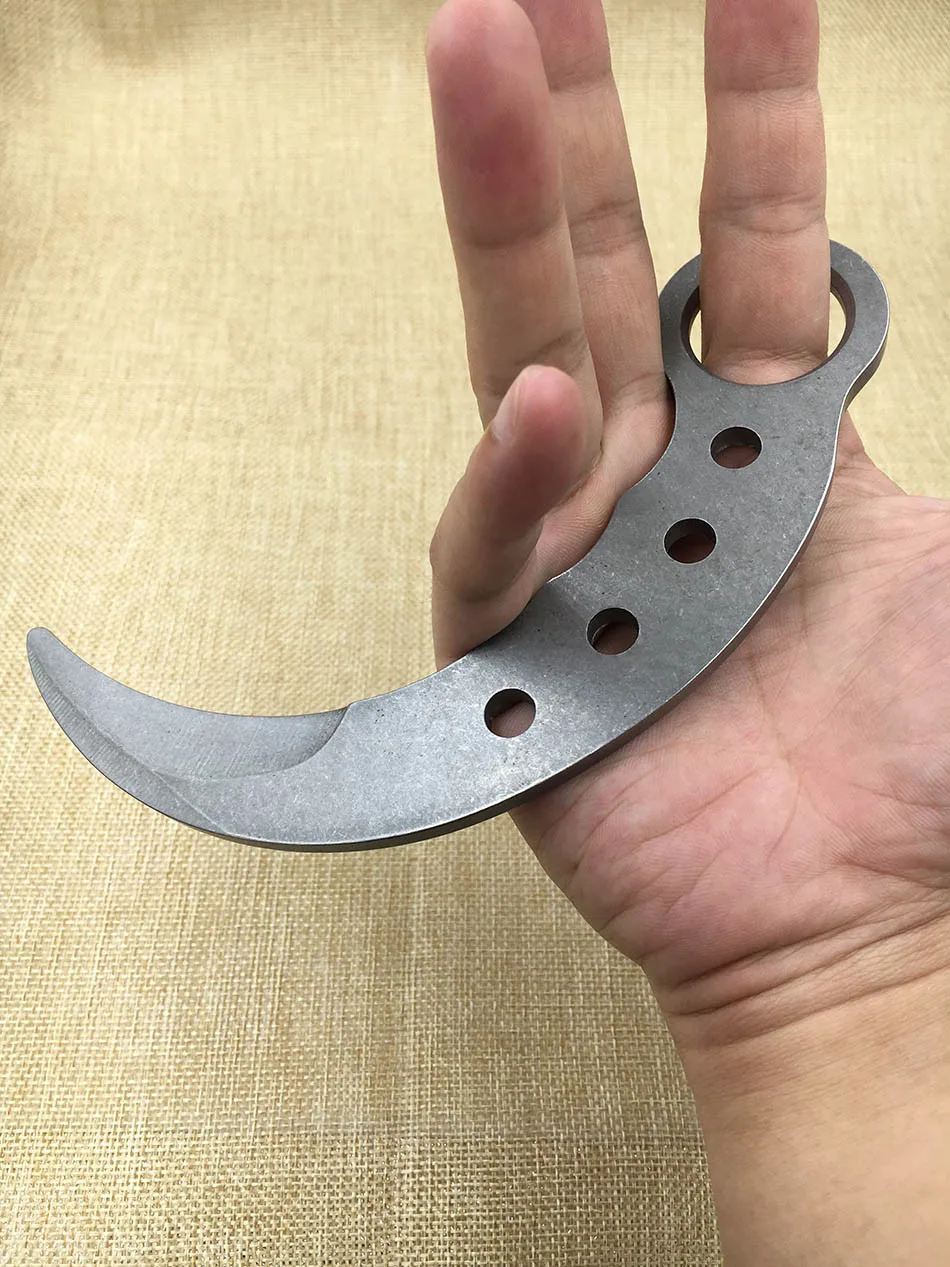 Открытый нож Karambit, тренировочные ножи, безопасный нож без края, тусклый нож из нержавеющей стали, нож с фиксированным лезвием