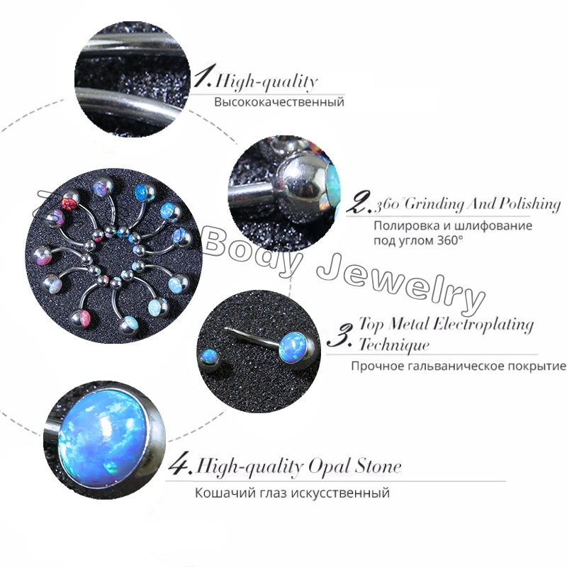 1 шт опал камень пупка кольца сексуальная женщина пирсинг живота Штанга хирургическая сталь пупка пирсинг Женская мода тела ювелирные изделия