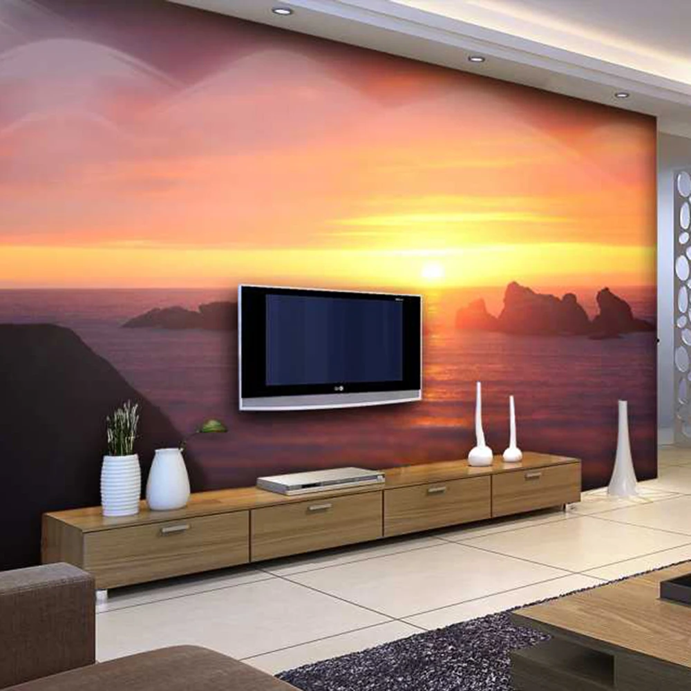 Солнце спустились с озера гостиной фон 3D обои фотообои 3d papel de pared PW1435731416|papel pared|papel