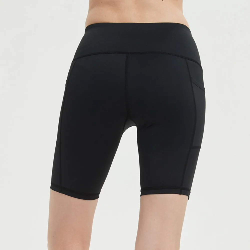 5 цветов Женская мода Высокая талия карманы животик тренировки фитнес бег спортивные брюки шорты feminino черный белый
