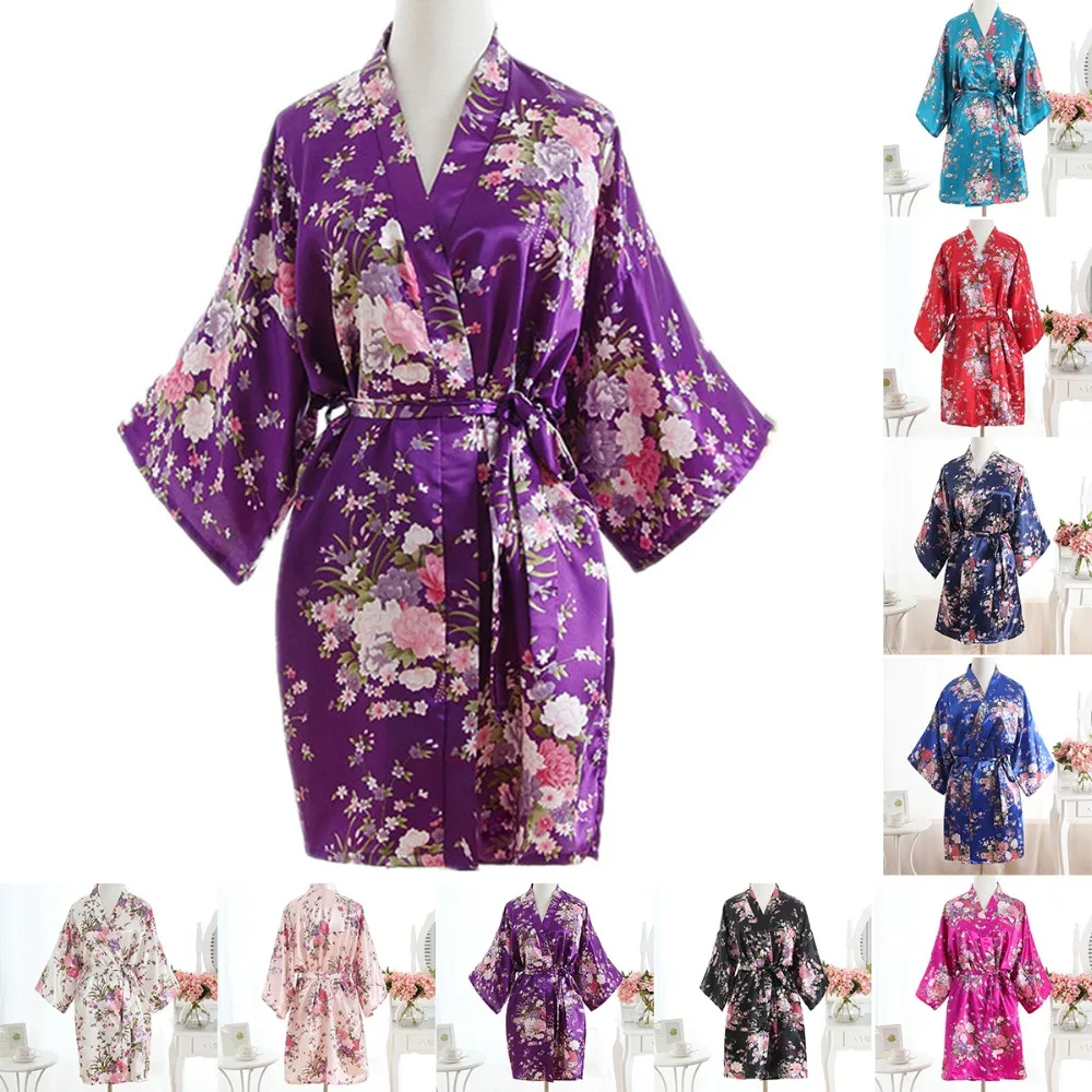 

Kids Robes Imitated Silk Sexy Kimono Floral Oriental Cherry Print Bath Robe Bathrobe Bath Gown Nitght Gown Lingerie Nightwear