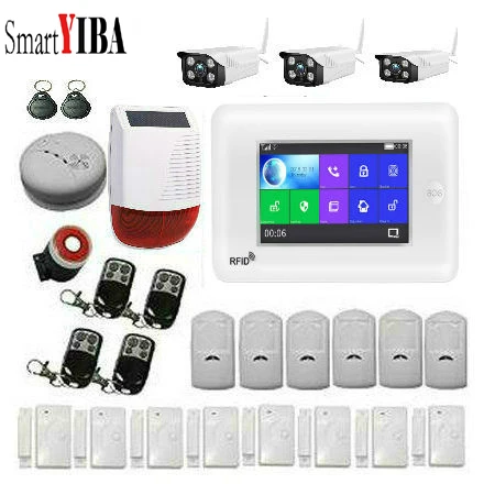 

SmartYIBA Compatible Amazon Alexa 4.3" LCD Full Screen WiFi Home Security GSM Alarm System Infrared Motion/Door&Window Sensor