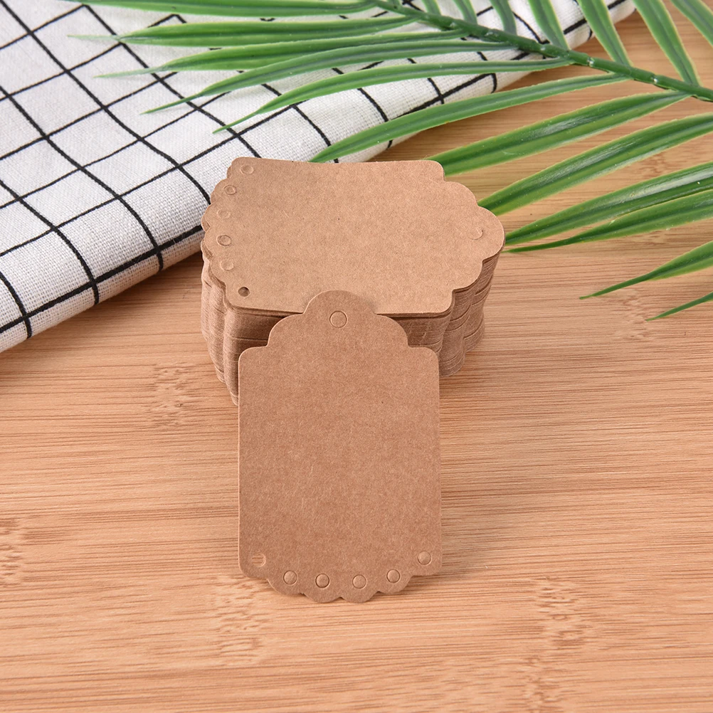 100 PCS DIY Kraft Paper Tags Brown Color Label Luggage Wrapping Supplies Wedding Note Blank price Hang tag Kraft Gift