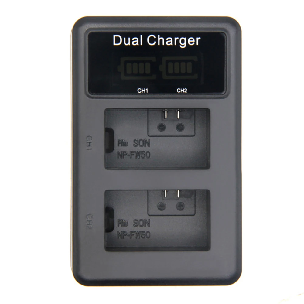 

New Camera Battery Charger LCD USB Dual Charger for NP-FW50 Sony A6000 5100 a3000 a35 A55 a7s II alpha 55 alpha 7 A