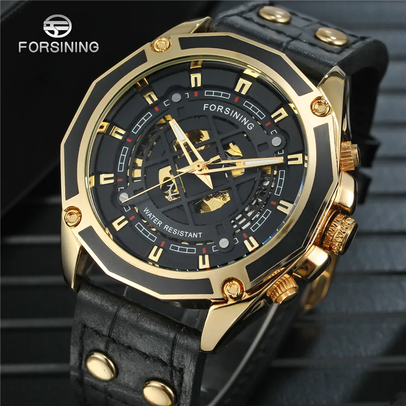 

FORSINING Men Wristwatch Military Army Sport Automatic Mechanical Male Clock Top Brand Luxury Skeleton Waterproof Man Watch 023