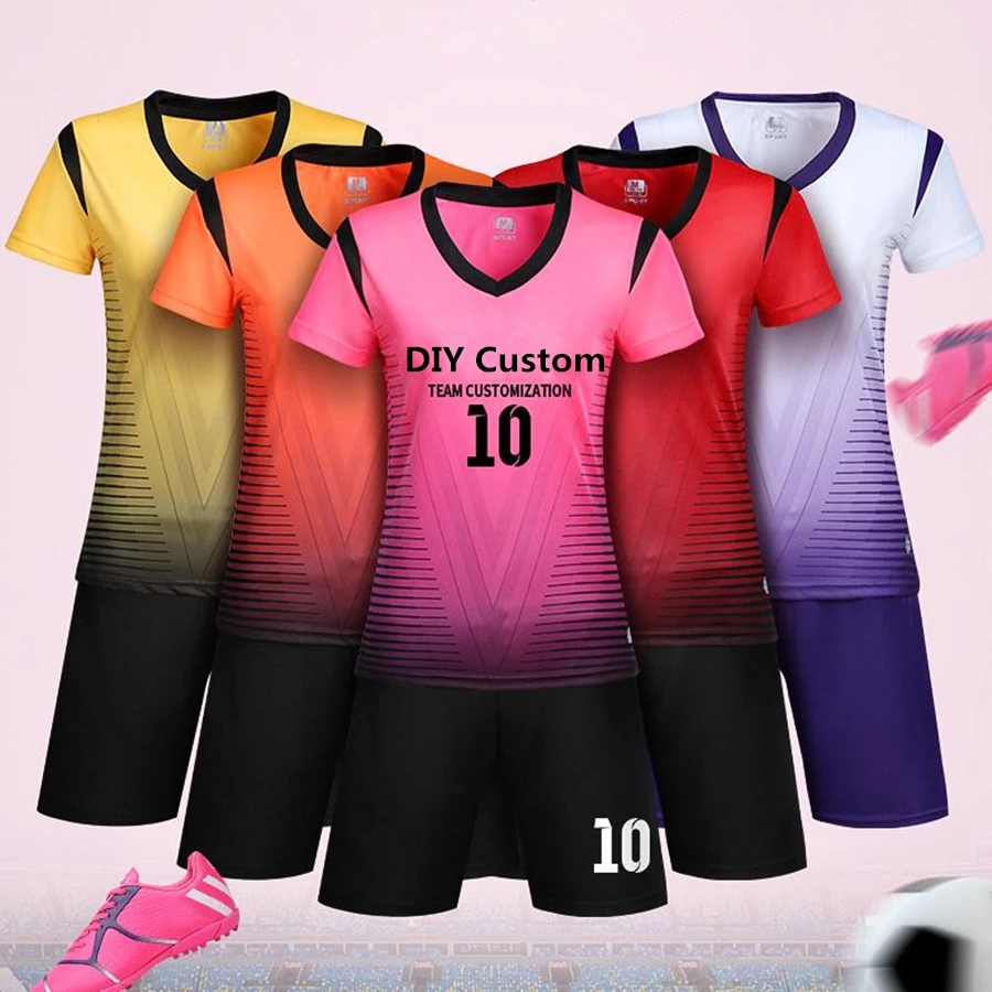 Mujeres conjuntos jersey de fútbol deporte femenino kit voleibol FÚTBOL Camisetas entrenamiento ...