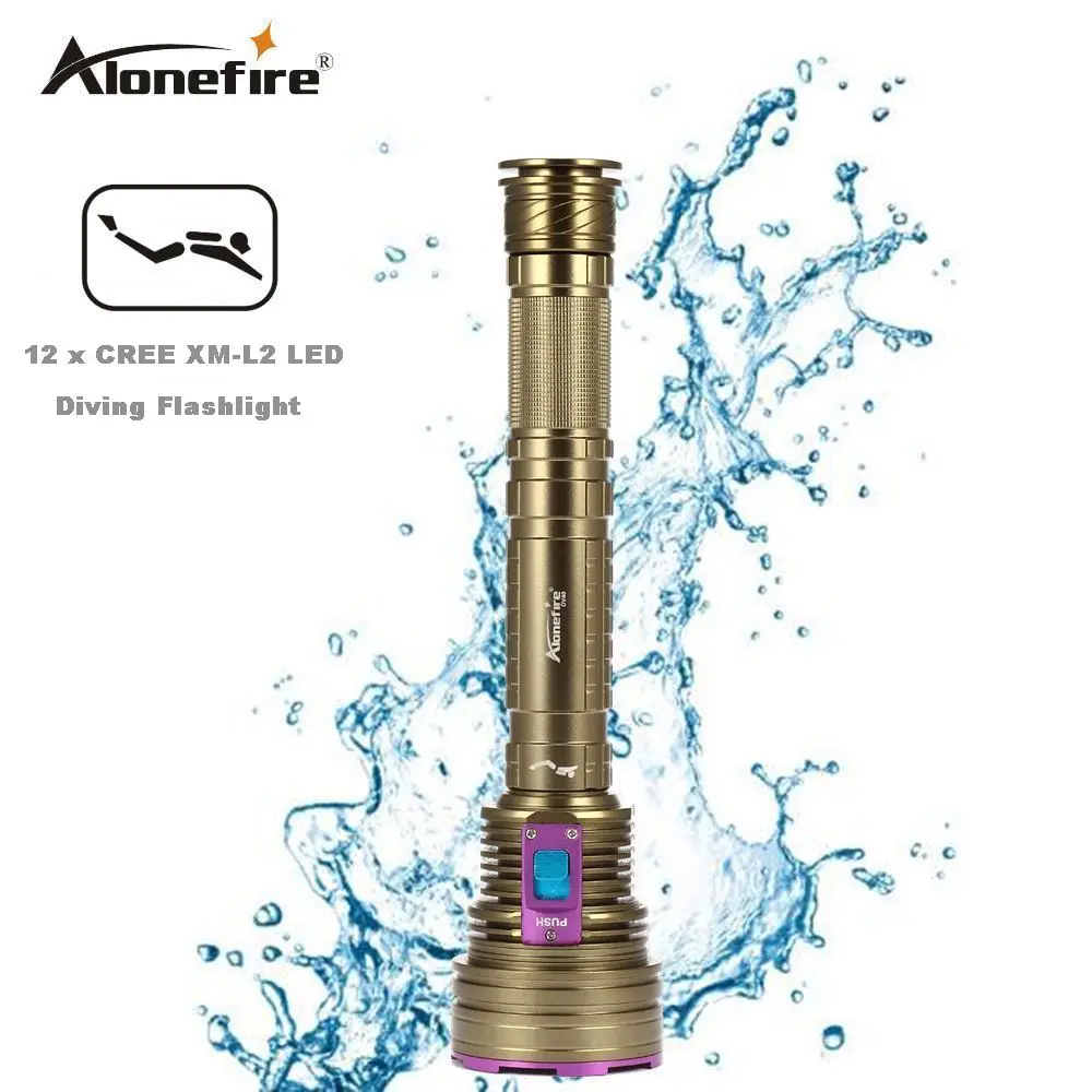 

AloneFire DV40 30000Lumen 12*XML L2 LED 26650 Diving Flashlight Torch 100M Underwater Waterproof LED Flash Light Lantern