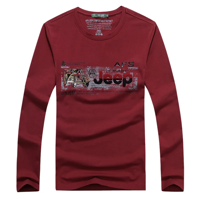 AFS JEEP Футболка мужская хлопковая брендовая футболка с логотипом топы длинными