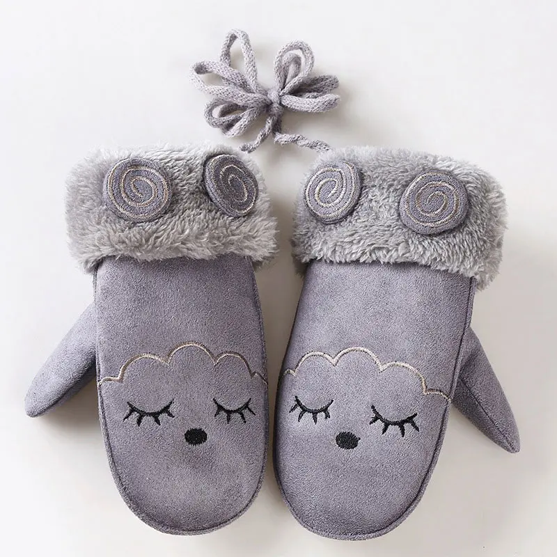 Kids winter gloves Winter Girls Boy Gloves Cute Cartoon Rabbit Thicken Warm Fleece Glove Kids Full Finger Gloves Wrist Mittens Hand 1Pairs