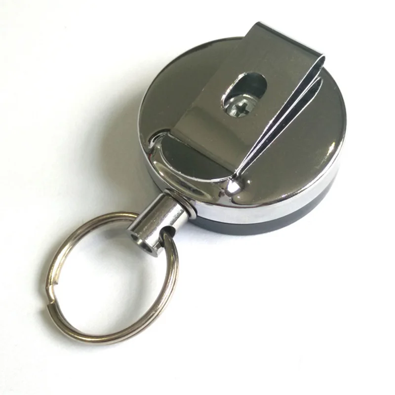 

1PC Retractable Pull Key Ring ID Badge Lanyard Name Tag Card Holder Recoil Reel Belt Clip Badge Holder Key Metal Badge Holder