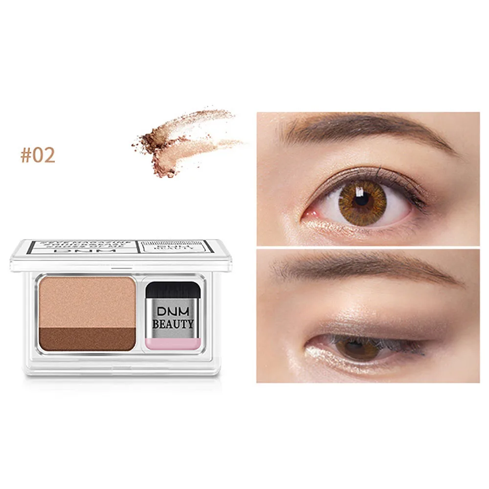 2 Lazy Eye shadow Palette корейский стиль Косметика матовое мерцание два цвета Тени для век штамп Палитра с кистью ню макияж набор - Цвет: 2