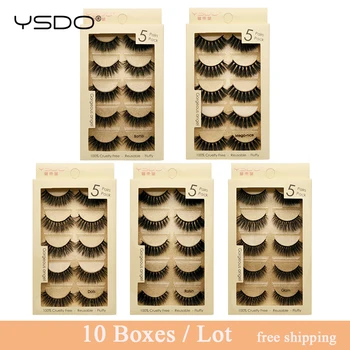 

YSDO 10 boxes 3d mink lashes eyelash extension faux cilios mink false eyelashes 50 pairs fluffy lashes natural mink eyelashes