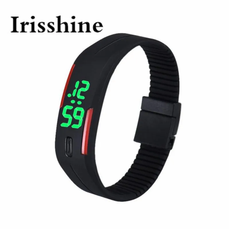 Бренд Irisshine i0800 роскошные мужские женские резиновые светодиодный часы Дата спортивный браслет цифровые наручные часы унисекс часы пара подарок - Цвет: Черный