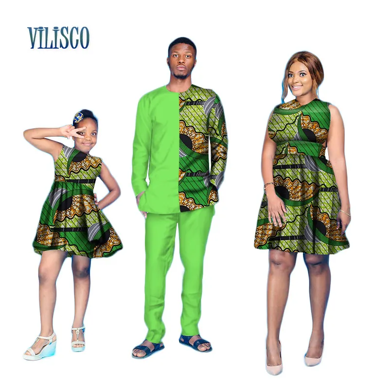 Милая семейная Одежда Мужские комплекты из топа и штанов и женское платье с принтом в африканском стиле платье для дочки одежда в африканском стиле WYQ92 - Цвет: 7