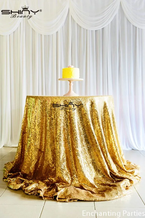 Shiny Gold Sequin Round Tablecloth, 72inch Sequin Table Cover, Sequin