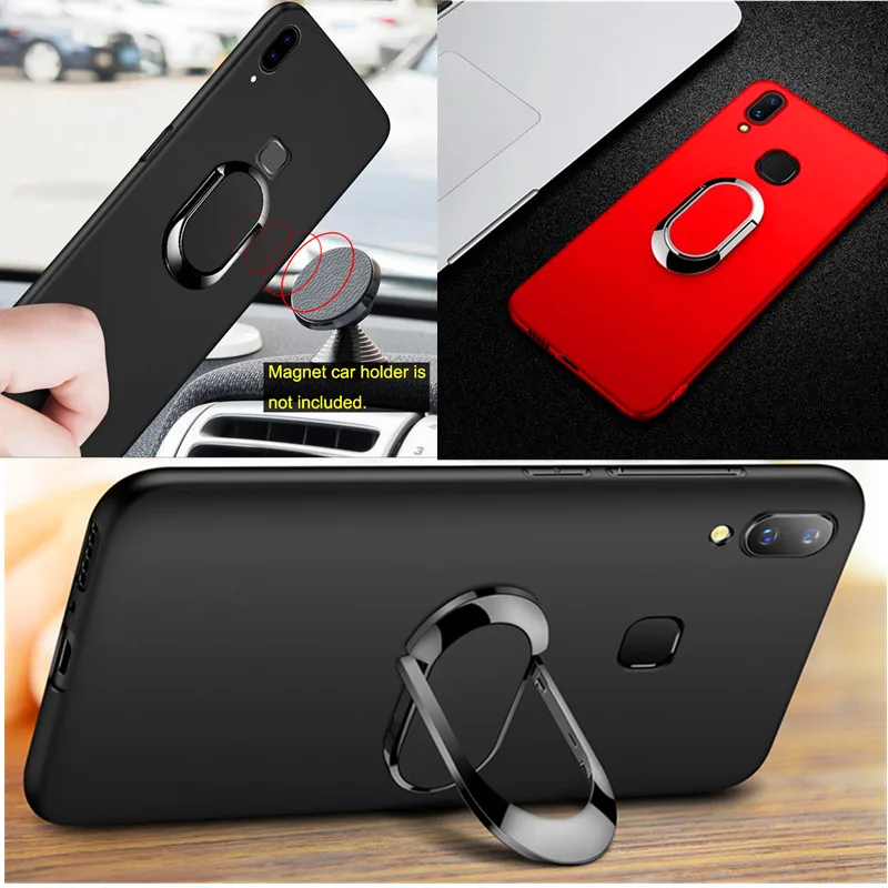 For ViVO Nex Shockproof Slim 360 Degree Rotation Adsorption Ring Holder Stand Soft TPU Silicone Protective Case Cover |