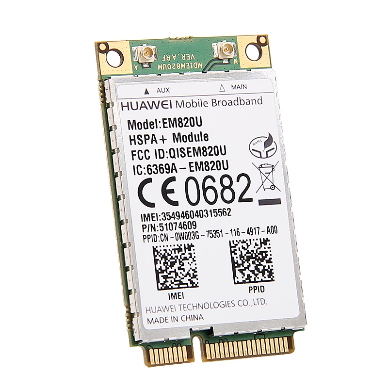 Беспроводной адаптер Crad HUAWEI EM820U (разблокированный) WCDMA GSM WWAN Mini PCI E Card HSPA + 21 Мбит/с 3G