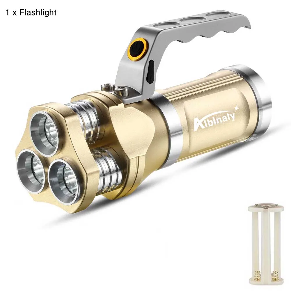 Albinaly мощный перезаряжаемый светодиодный фонарик 3 X T6 светодиодный фонарь с бусинами водонепроницаемый прожектор походный фонарь с AC/USB зарядным устройством - Испускаемый цвет: A