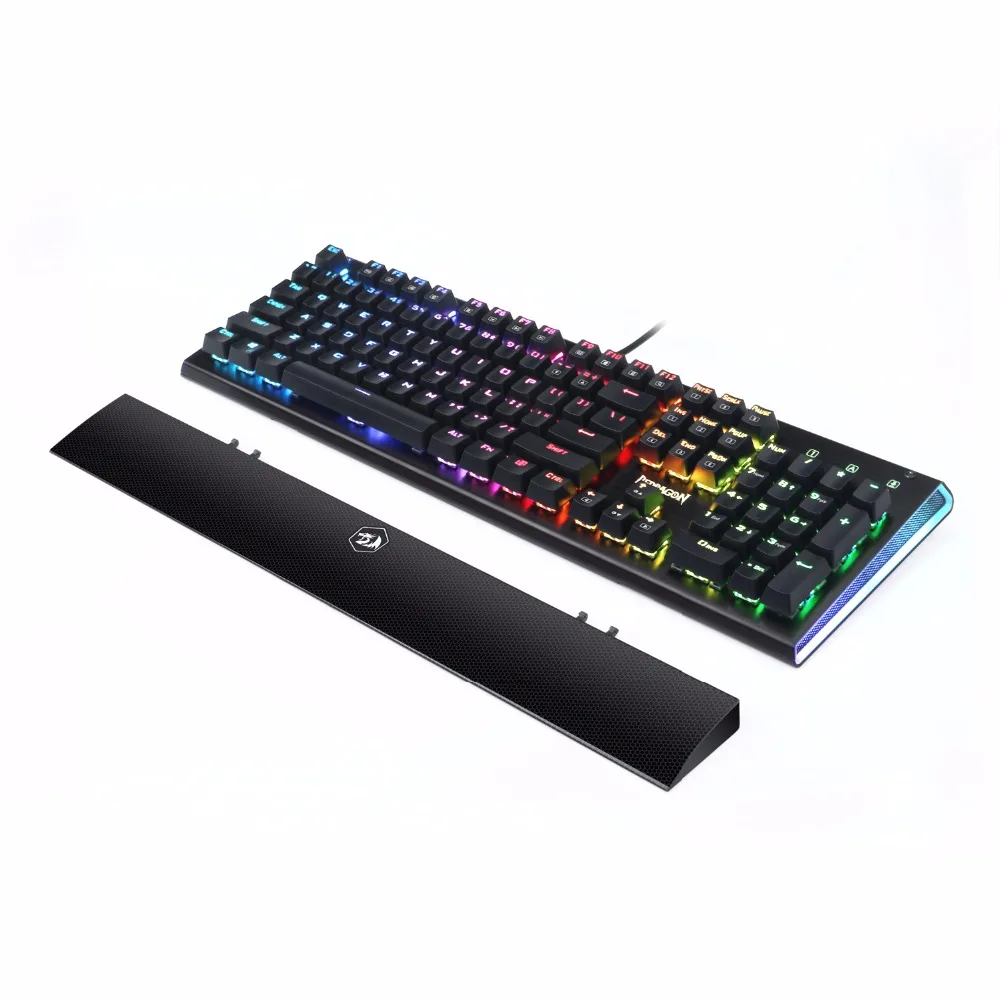 Superia Новое поступление Redragon K569 RGB светодиодный с подсветкой 104 клавиш механическая клавиатура с подставкой для запястья синие переключатели игровая клавиатура