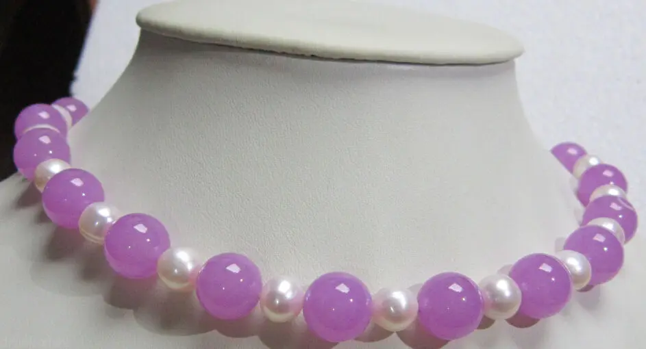 

shiipping Miss charm Jew1101 8-9mm akoya pearl 12mm lavender AA+++ round bead PEARL NECKLACE 18inch