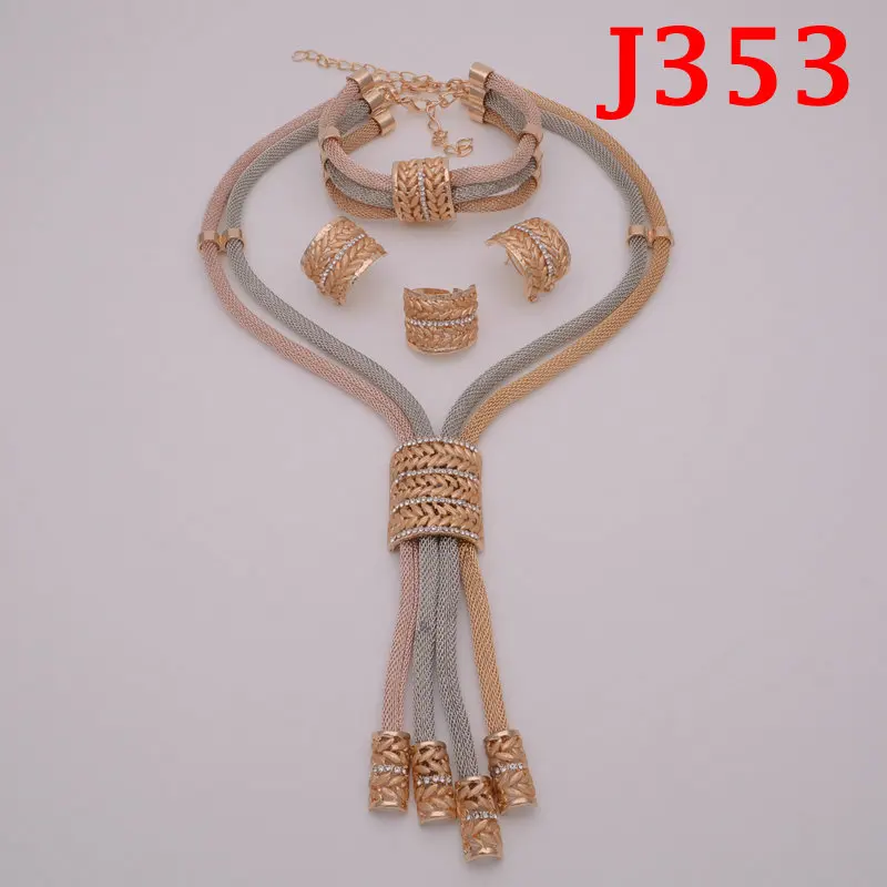 

Bridal Gift Dubai Gold Jewelry Sets for Women Charm Necklace Earrings Fashion Nigerian Wedding African Beads Jewelry Set J353