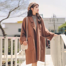 Женское зимнее длинное пальто, кардиганы с рукавом летучая мышь, плащ, повседневное пальто с отложным воротником, облегающее пальто размера плюс, Manteau Femme Hiver