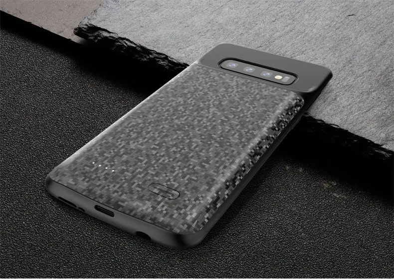 Силиконовый противоударный чехол для батареи для samsung Galaxy S10 Plus, чехол для зарядного устройства, задняя крышка для зарядки, чехол для внешнего аккумулятора, чехол s Funda - Цвет: S10 Plus-Black
