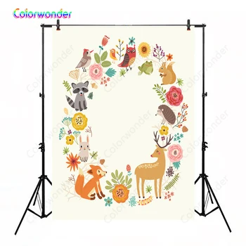 

Infant Newborns Milestone Blanket Photography Background Animal Circle Backdrop for Baby Shower Props Babies Photo Studio