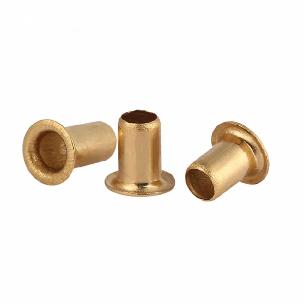 100/200pcs M4*4mm Brass Eyelet Rivet Nut Copper Through Hole Rivets Hollow Grommet |