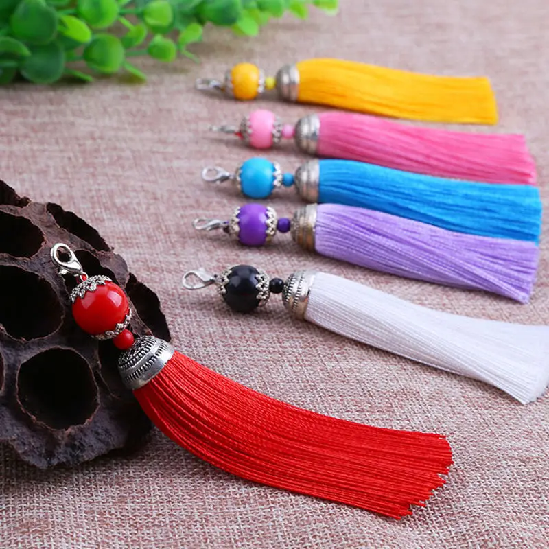 

2PCS Lobster Clasp Decorative Tassel Fringe DIY Alloy Craft Tassel Curtain Garment Sewing Accessories key Hooks Tassel Fringe