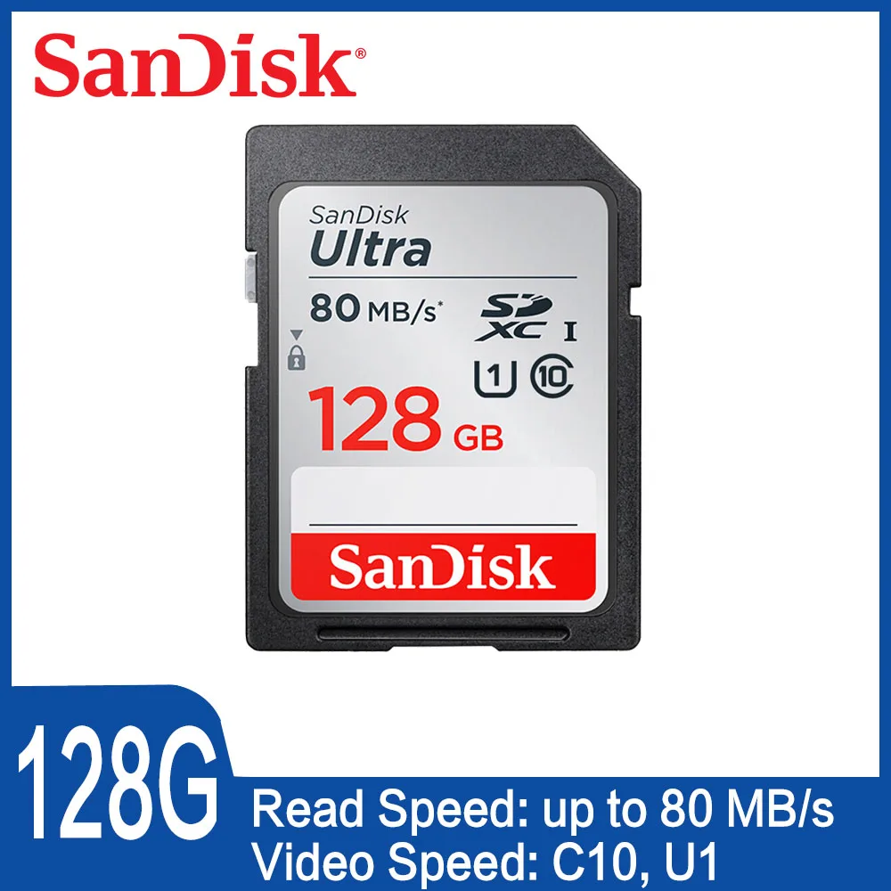 SanDisk Ultra SD карта 32GB16GB sd карта памяти 64GB 128GB C10 80 МБ/с. SDHC/SDXC UHS-I для камеры cartao sd carte memoire