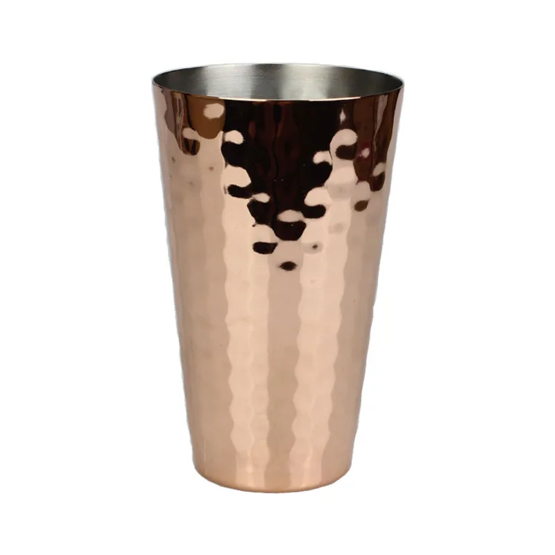 

Hammer copper cup Moscow mule cup creative cocktail stainless steel bar cup metal wine glass rose gold taper cup 350ml