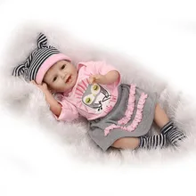 Merry Christmas Gift 55cm 22inch Reborn-Baby-Doll With Pink Cotton Mixed Fabric Garments NPK Brand Hot Sell Bebes Reborn Benecas