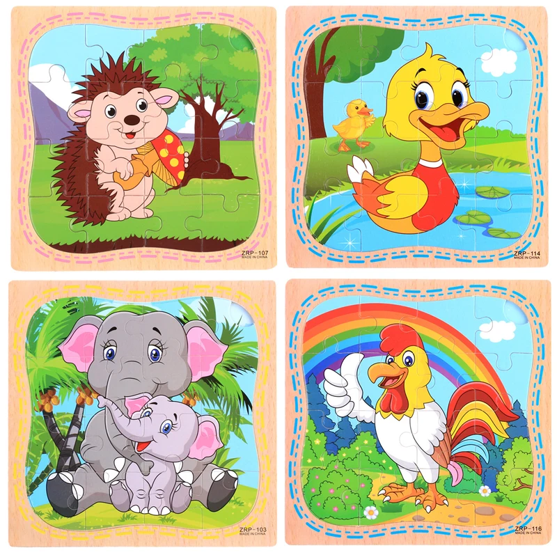 Montessori Toys Educational Wooden Toys for Children Early Learning 3D Cartoon Puzzle Kids Exercise Math Match Teaching Aids