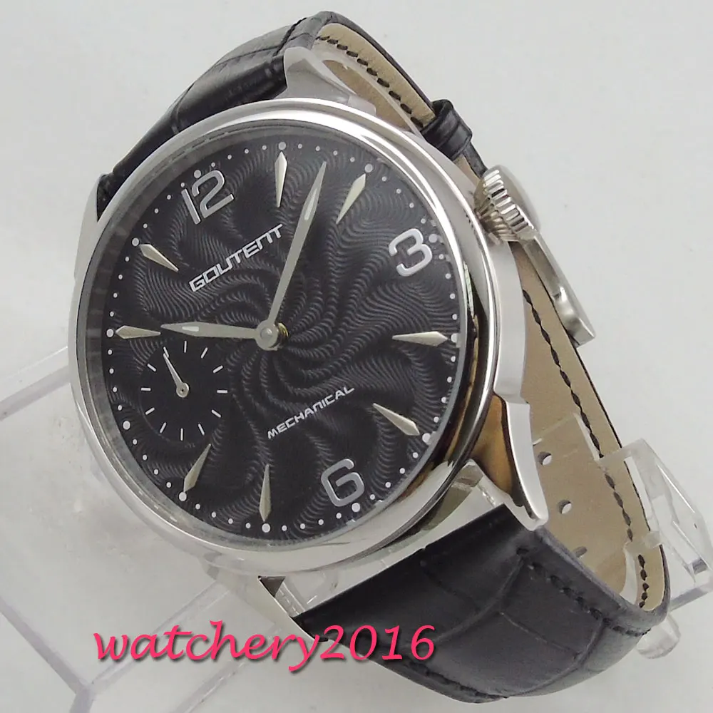 

42mm Black Dial Stainless steel Case Top Brand Luxury 6497 Hand Winding Movement men's Watch