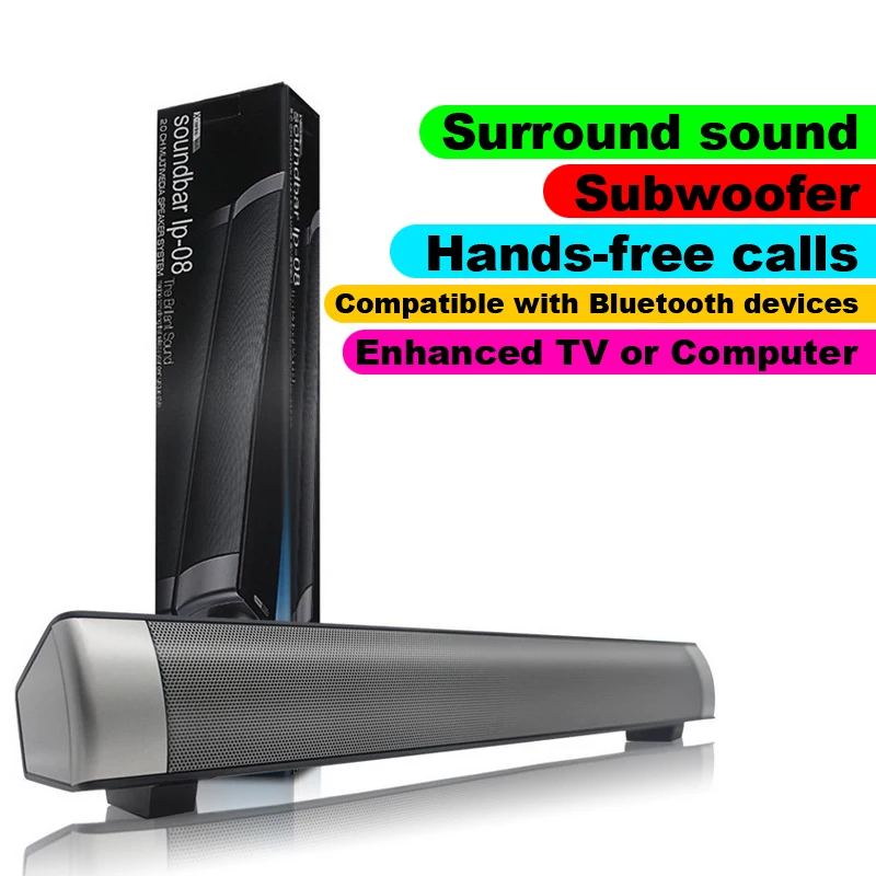 

LP08 Wireless Bluetooth Subwoof Speaker Enhanced TV or computer SoundBar Support TF Card Play Phone Call With Bluetooth devices