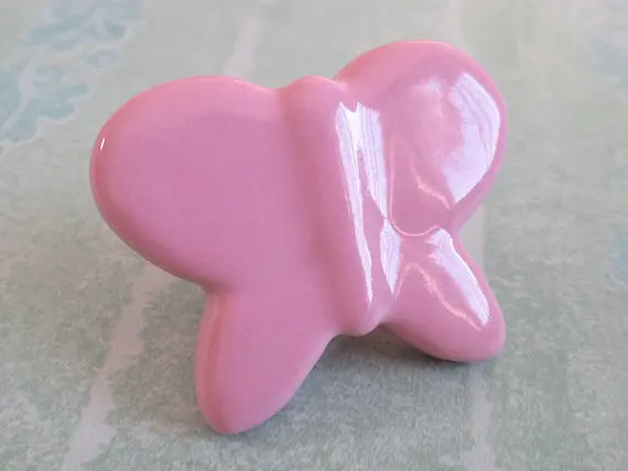 Pink Butterfly Kids Knobs Dresser Knob Pulls Handles Ceramic Kid