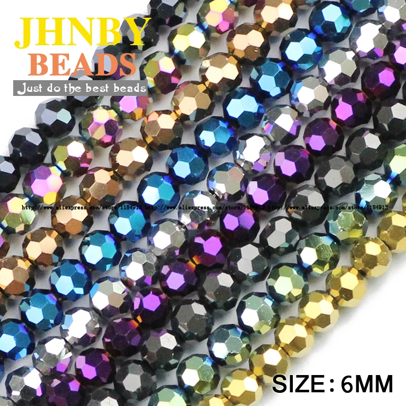 

JHNBY Football Faceted shape Austrian crystal 50pcs 6mm plated color Round Loose beads Jewelry bracelet accessories making DIY