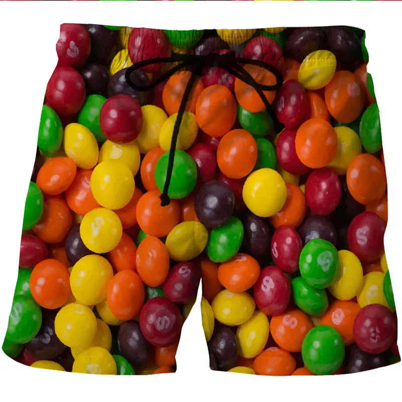 

Colorful Candy Printed Beach Shorts Men Board Shorts Trunks 2018 Summer Casual Quick Dry Mesh Pocket Hawaiian Shorts Homme 6XL