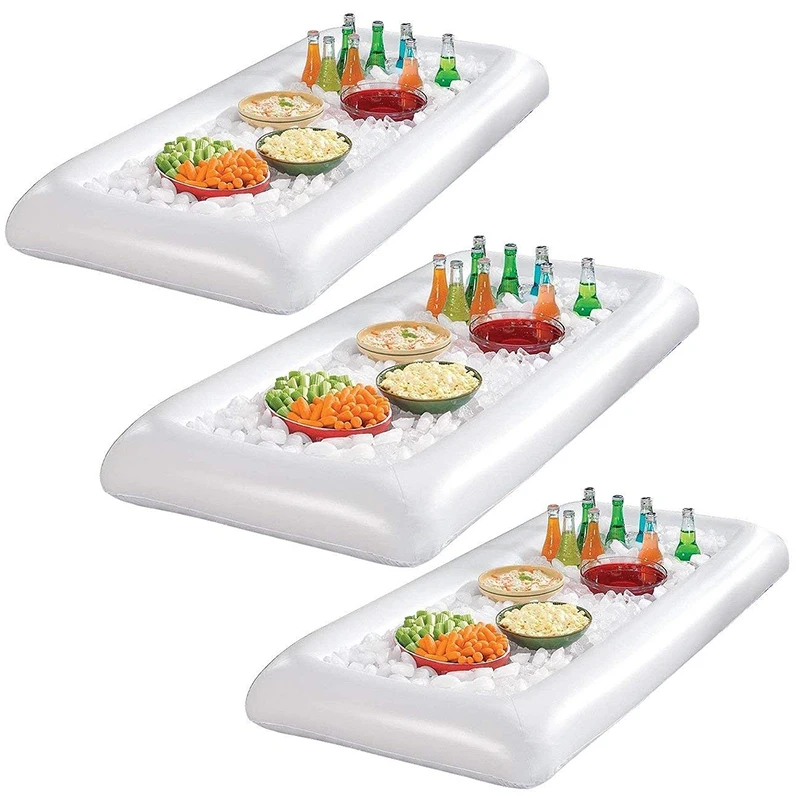 

134X64cm Inflatable Beer Cooler Table Pool Float Summer Water Party Air Mattress Ice Bucket Serving/Salad Bar Tray