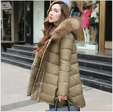 Europe New Style Fashion Women Winter Down jacket Fur collar Hooded Thick Super Warm Coat Women Leisure Slim Loose Coat G2252