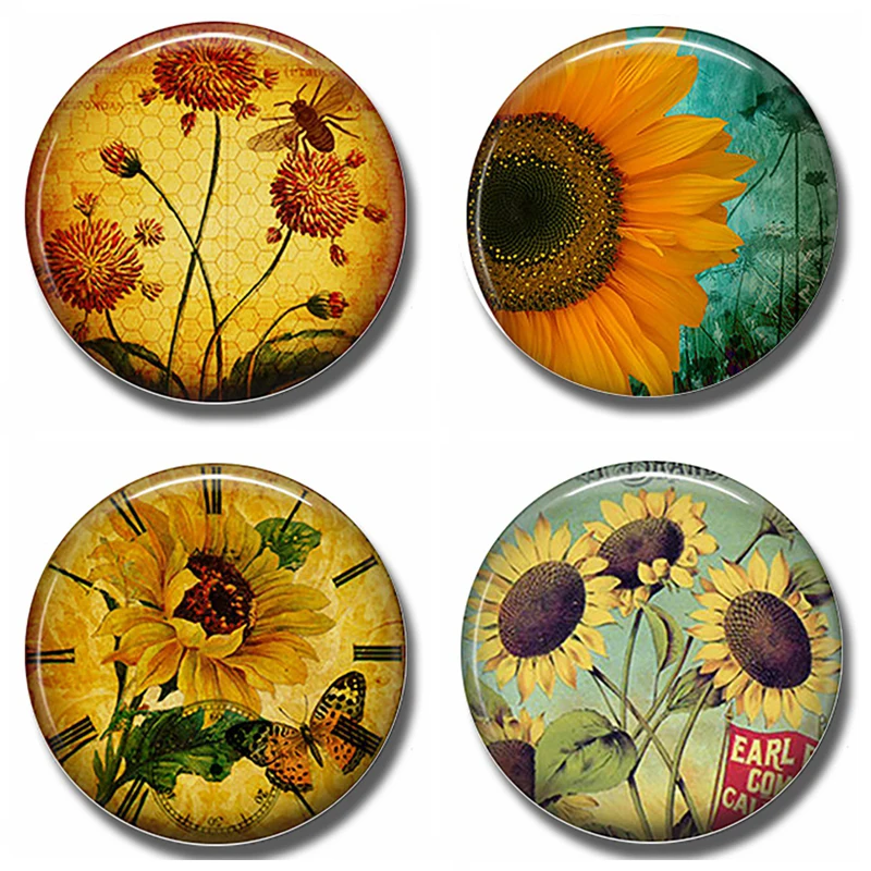 

Honey Bee Garden 30 MM Fridge Magnet Sun Flower Glass Dome Magnetic Refrigerator Stickers Note Holder Beekeeper Gift Home Decor