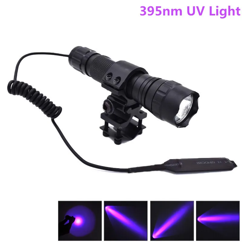 

New 501B UV LED Flashlight Purple Light UV 395nm Ultraviolet Lanterna LED Flash Torch Linternas + Mount & Remote Pressure Switch