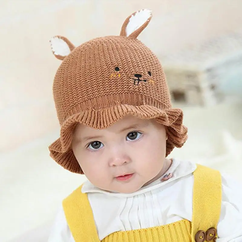 

GBCNYIER Skin-Friendly Newborn Baby Knit Winter Hat Outdoor Cold Autumn Baby Cap Thick Knit Cotton Cute Cartoon 0-12Month