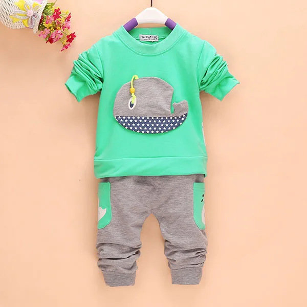 

Spring Fashion 2PCs Toddlers Baby Long Sleeve Tops+long Pants Outfits Boys Whale Costume Free Shipping