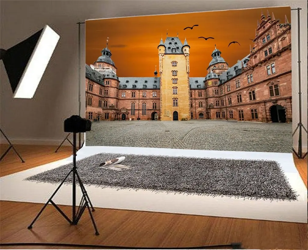 

Photography Backdrop Castle Aschaffenburg European Architecture Vintage Brick Floor Photo Background Party