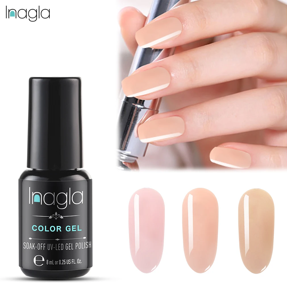 

Inagla 8ml Nude Jelly Nail Polish Varnish UV LED Gel Nail Polish DIY Long Lasting Soak Off Nail Art Polish Lacquer Manicure