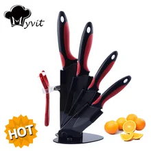 Myvit marke Küchenmesser 3 “schäl 4” utility 5 “schneiden 6” kochmesser + Peeler + Halter Keramikmesser Schwarze Klinge Küchenmesser