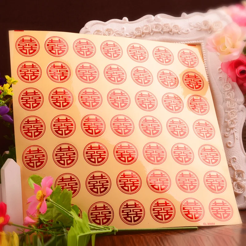 5pcs Mini Wedding Envelope Stickers 8 Styles Offer Red/gold Double  Happiness Wall Poster Festive Bride and Groom Window Sticker