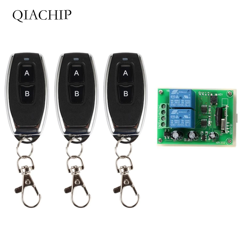 

433MHz Universal Wireless Remote Control Switch DC 12V 2CH RF Relay Receiver Module + 2 CH RF 433 Mhz Remote Transmitter